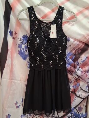 Macy's Speechless Black Sequin Lace Dress